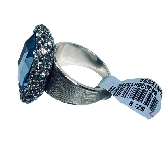 Brighton Contessa Silver Tone And Blue Glass Swarovski Crystals Ring (R460) - Picture 8 of 9